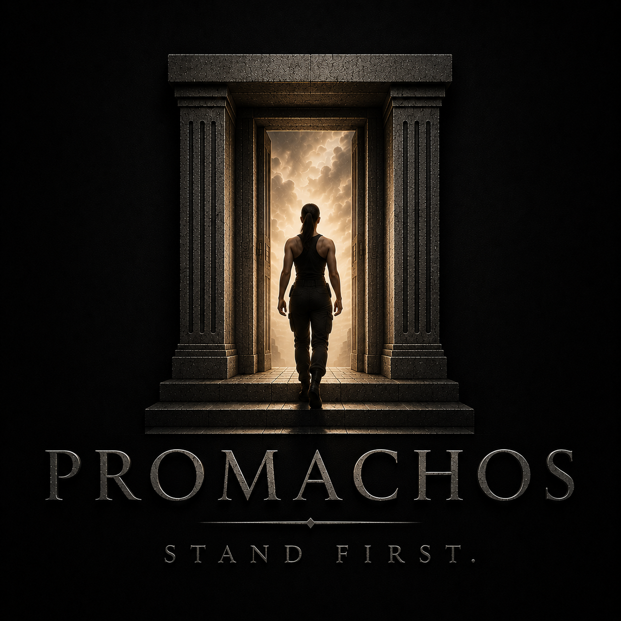 A figure crossing the PROMACHOS threshold into the light